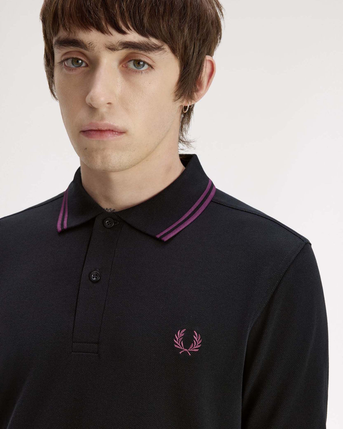 Fred Perry Twin Tipped Polo Shirt - Black / Plum