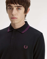Fred Perry Twin Tipped Polo Shirt - Black / Plum