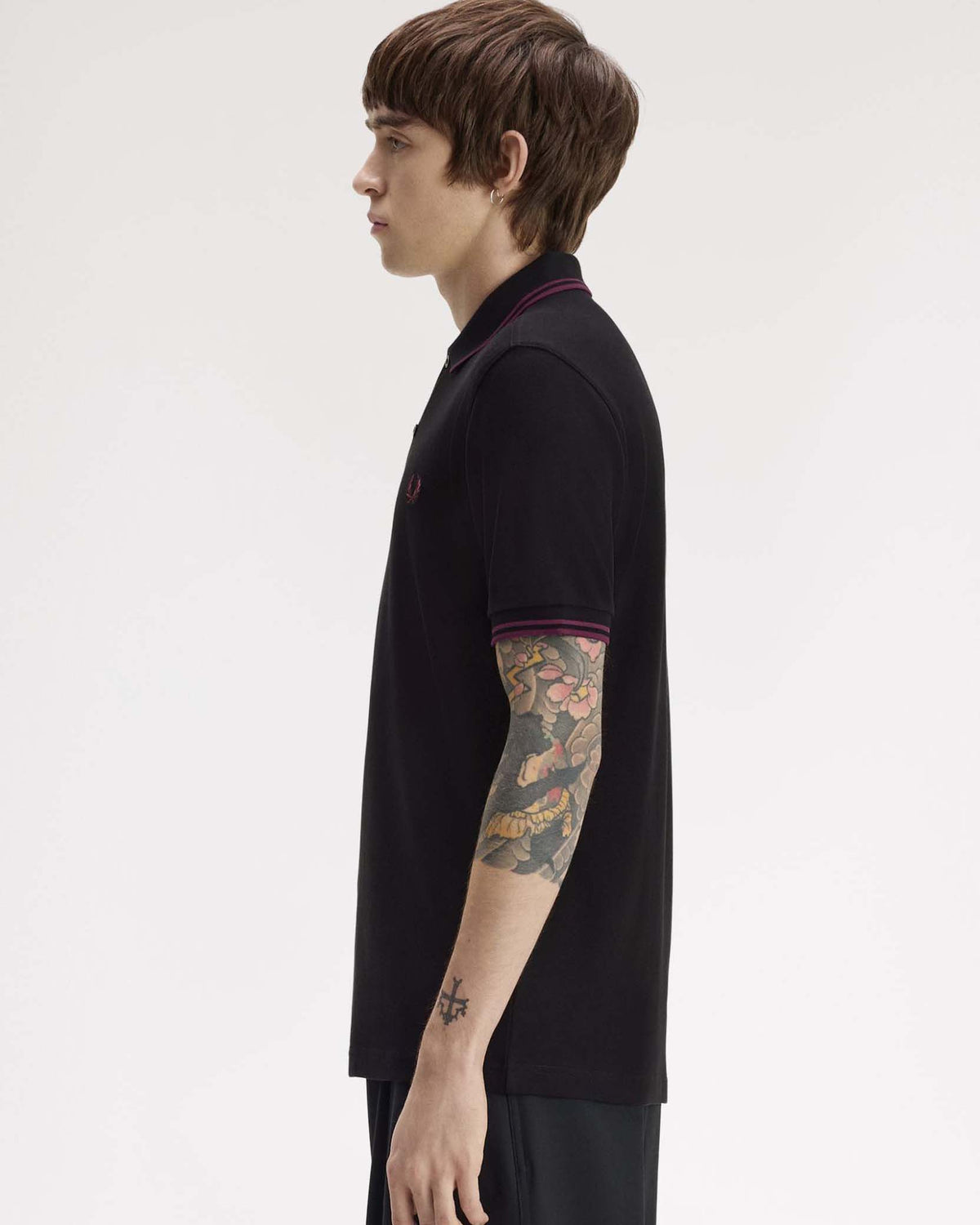 Fred Perry Twin Tipped Polo Shirt - Black / Plum