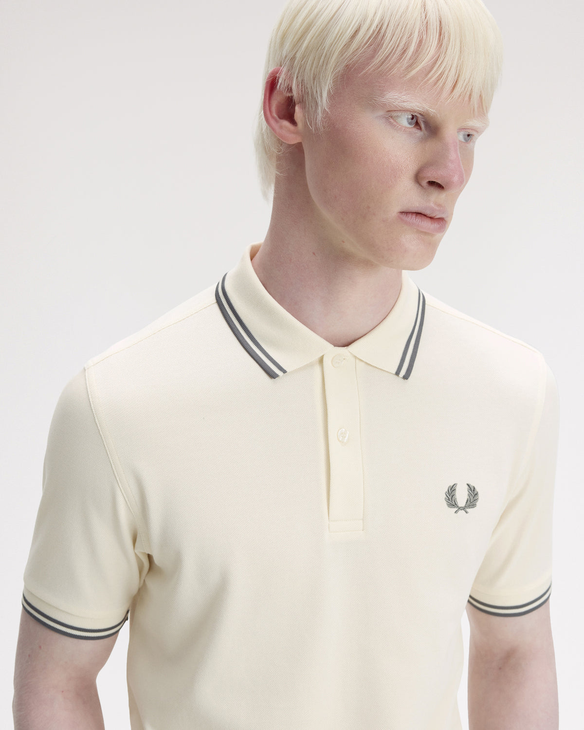 Fred Perry Twin Tipped Polo Shirt - Ecru / Stockport Blue