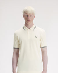 Fred Perry Twin Tipped Polo Shirt - Ecru / Stockport Blue