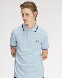 Fred Perry Twin Tipped Polo Shirt - Light Ice / Ace Blue / Navy