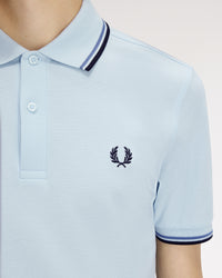 Fred Perry Twin Tipped Polo Shirt - Light Ice / Ace Blue / Navy