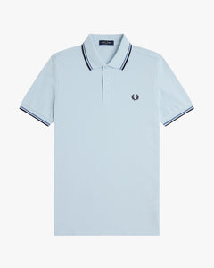 Fred Perry Twin Tipped Polo Shirt - Light Ice / Ace Blue / Navy