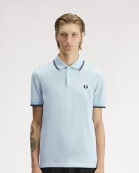 Fred Perry Twin Tipped Polo Shirt - Light Ice / Ace Blue / Navy