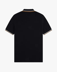 Fred Perry Twin Tipped Polo Shirt - Black / Ecru / Dark Caramel