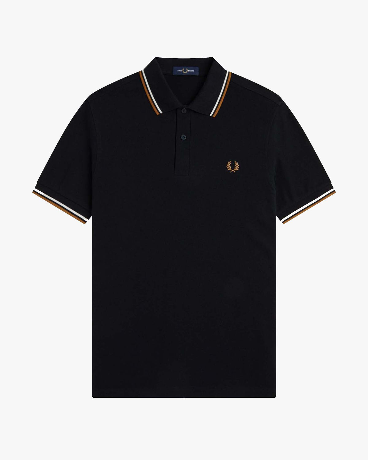 Fred Perry Twin Tipped Polo Shirt - Black / Ecru / Dark Caramel