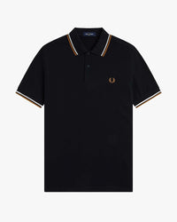 Fred Perry Twin Tipped Polo Shirt - Black / Ecru / Dark Caramel