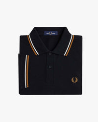 Fred Perry Twin Tipped Polo Shirt - Black / Ecru / Dark Caramel