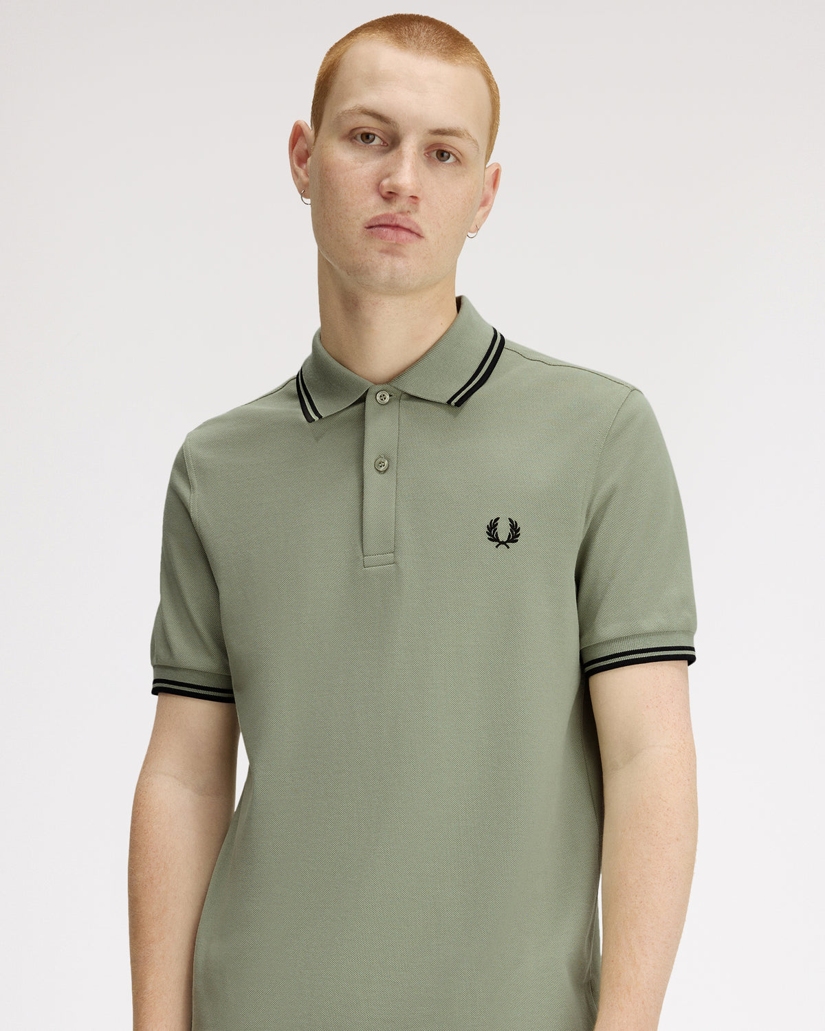 Fred Perry Twin Tipped Polo Shirt - Seagrass / Black