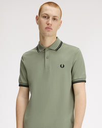 Fred Perry Twin Tipped Polo Shirt - Seagrass / Black