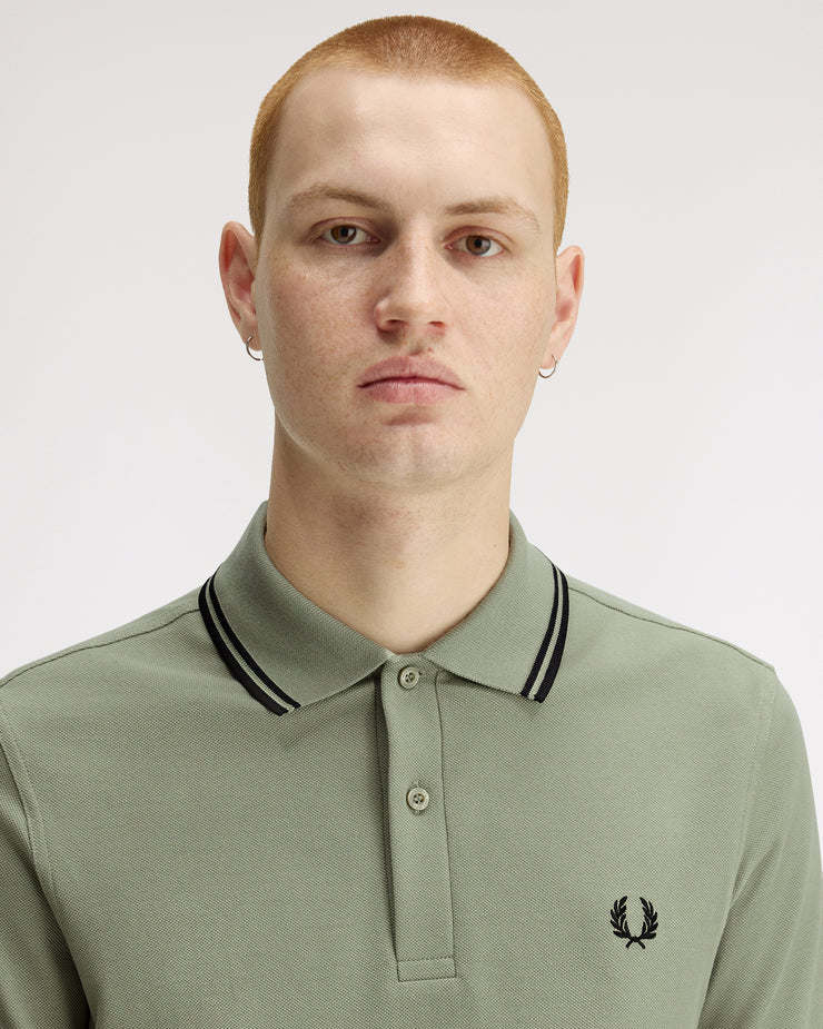 Fred Perry Twin Tipped Polo Shirt - Seagrass / Black