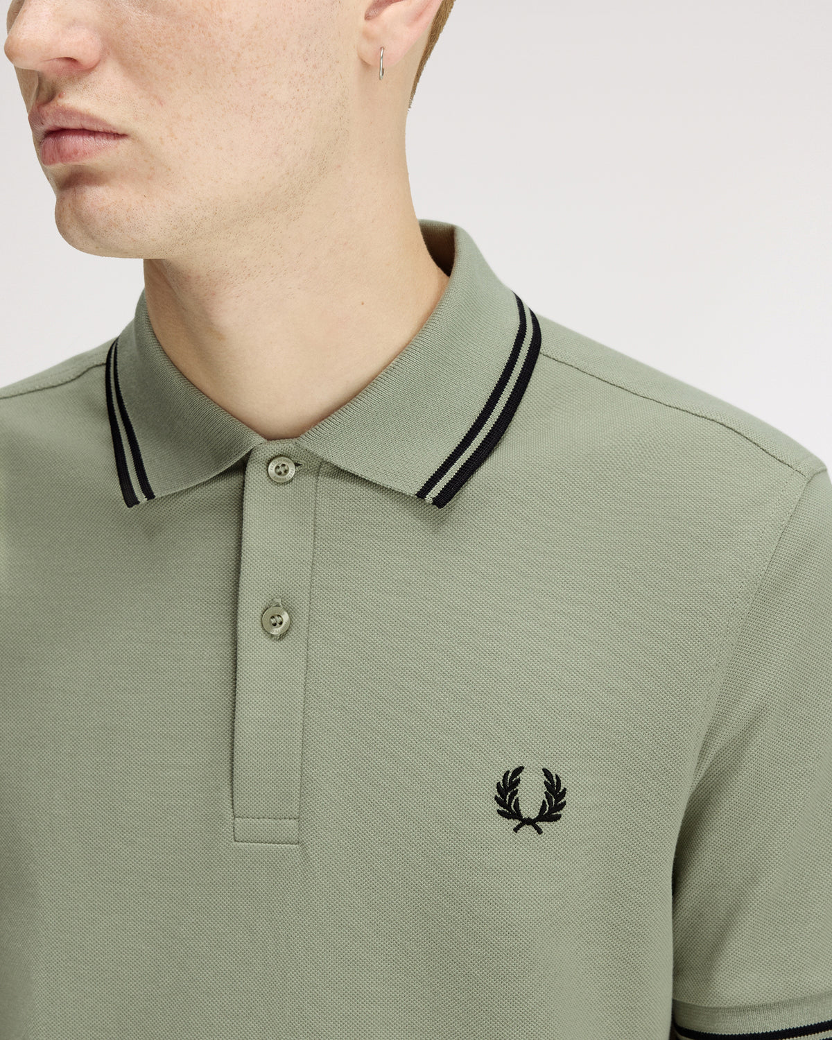 Fred Perry Twin Tipped Polo Shirt - Seagrass / Black