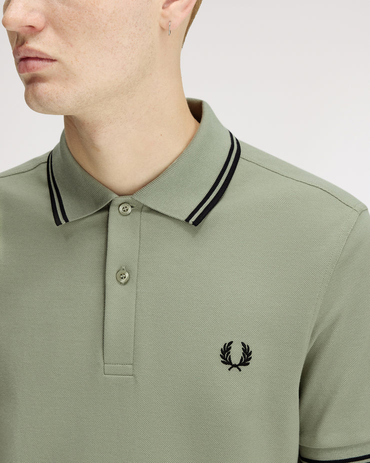 Fred Perry Twin Tipped Polo Shirt - Seagrass / Black