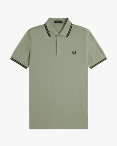Fred Perry Twin Tipped Polo Shirt - Seagrass / Black