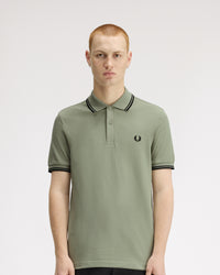 Fred Perry Twin Tipped Polo Shirt - Seagrass / Black