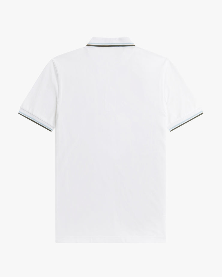 Fred Perry Twin Tipped Polo Shirt - White / Light Ice / Field Green ...