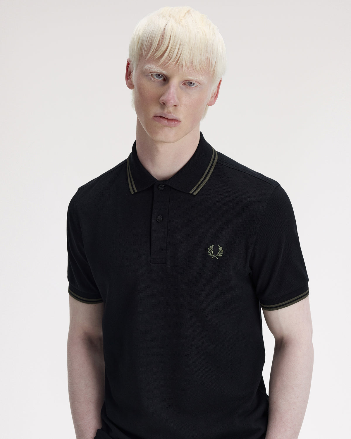 Fred Perry Twin Tipped Polo Shirt - Black / Field Green
