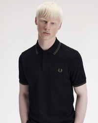 Fred Perry Twin Tipped Polo Shirt - Black / Field Green
