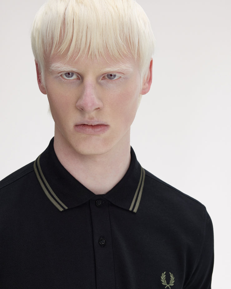 Fred Perry Twin Tipped Polo Shirt - Black / Field Green