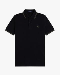 Fred Perry Twin Tipped Polo Shirt - Black / Field Green
