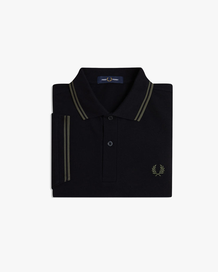 Fred Perry Twin Tipped Polo Shirt - Black / Field Green