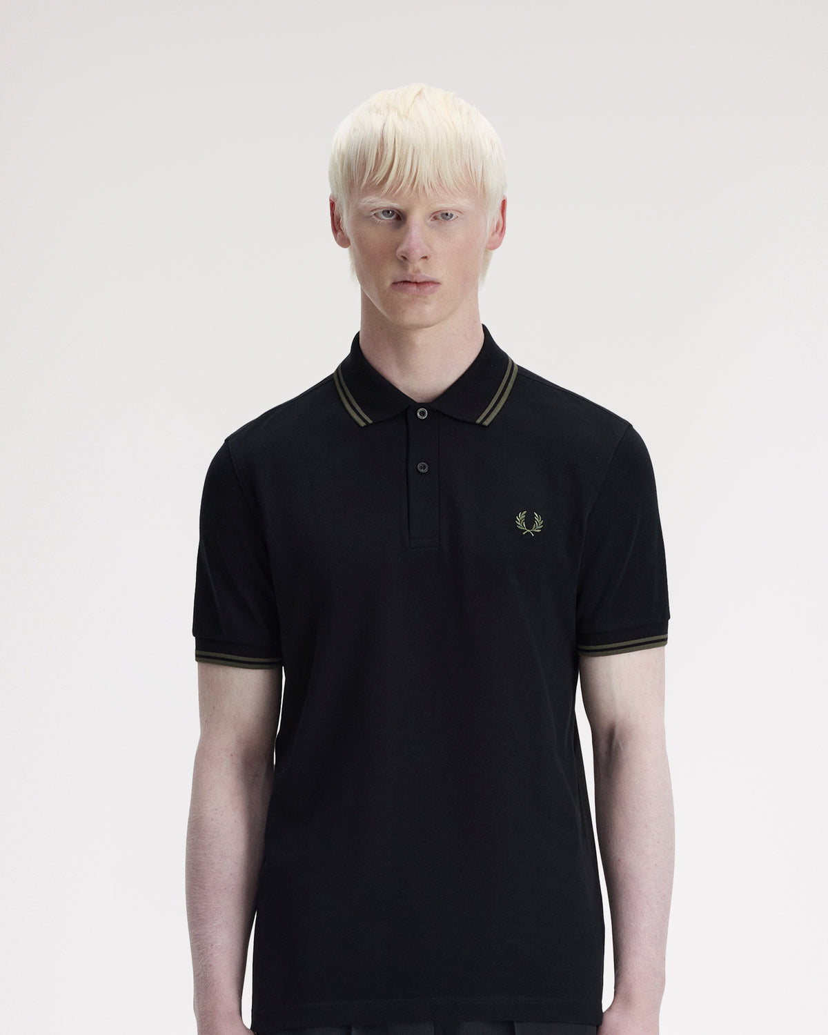 Fred Perry Twin Tipped Polo Shirt - Black / Field Green