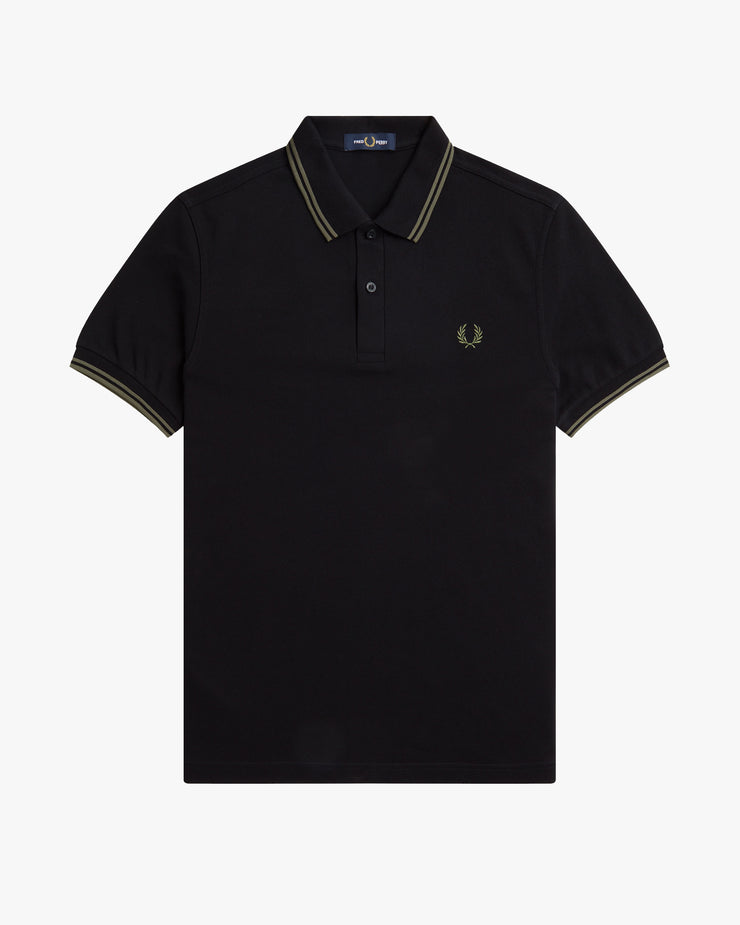 Fred Perry Twin Tipped Polo Shirt - Black / Field Green