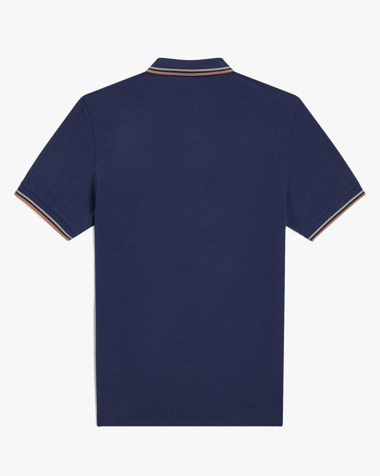 Fred Perry Twin Tipped Polo Shirt - French Navy / Seagrass / Light Rus ...