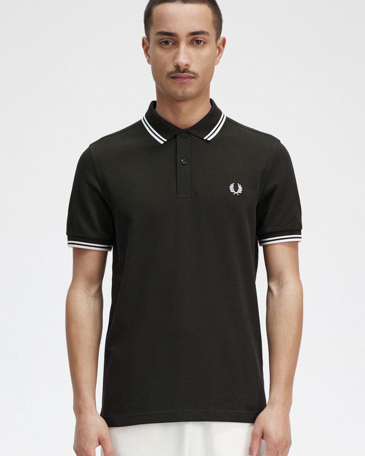 Fred Perry Twin Tipped Polo Shirt - Night Green / Snow White | Fred Perry Polo Shirts | JEANSTORE
