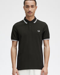 Fred Perry Twin Tipped Polo Shirt - Night Green / Snow White | Fred Perry Polo Shirts | JEANSTORE
