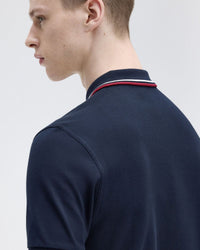 Fred Perry Twin Tipped Polo Shirt - Navy / Snow White / Burnt Red | Fred Perry Polo Shirts | JEANSTORE