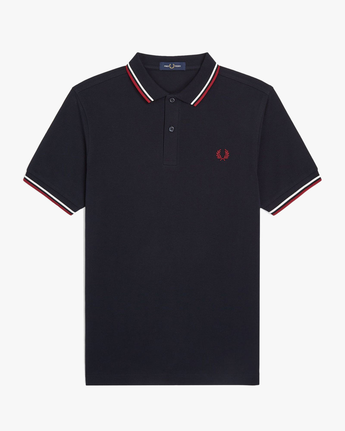 Fred Perry Twin Tipped Polo Shirt - Navy / Snow White / Burnt Red | Fred Perry Polo Shirts | JEANSTORE