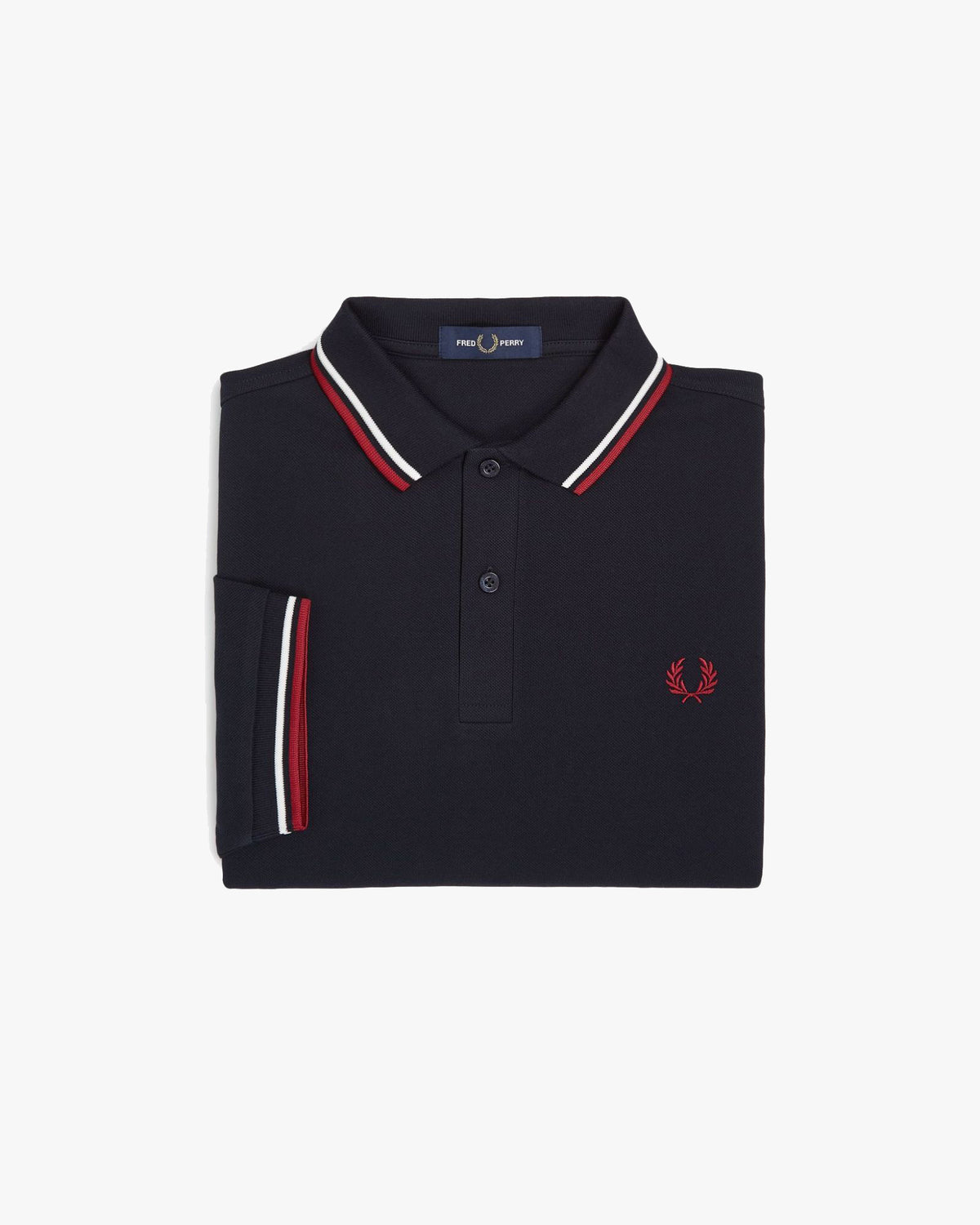 Fred Perry Twin Tipped Polo Shirt - Navy / Snow White / Burnt Red | Fred Perry Polo Shirts | JEANSTORE