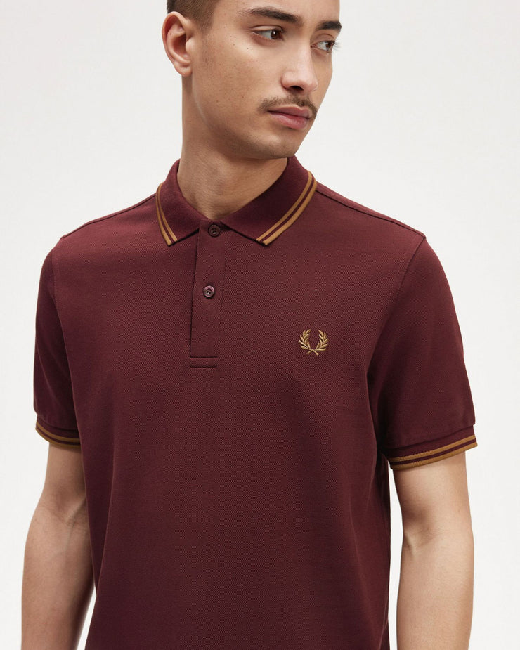 Fred Perry Twin Tipped Polo Shirt - Oxblood / Shaded Stone – JEANSTORE