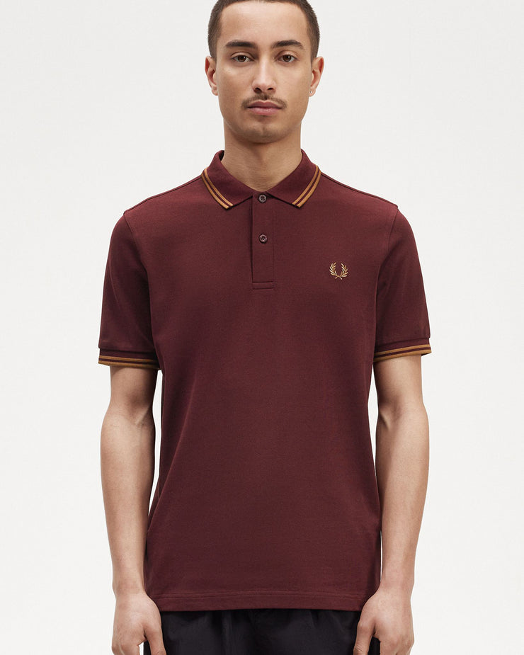 Fred Perry Twin Tipped Polo Shirt - Oxblood / Shaded Stone – JEANSTORE