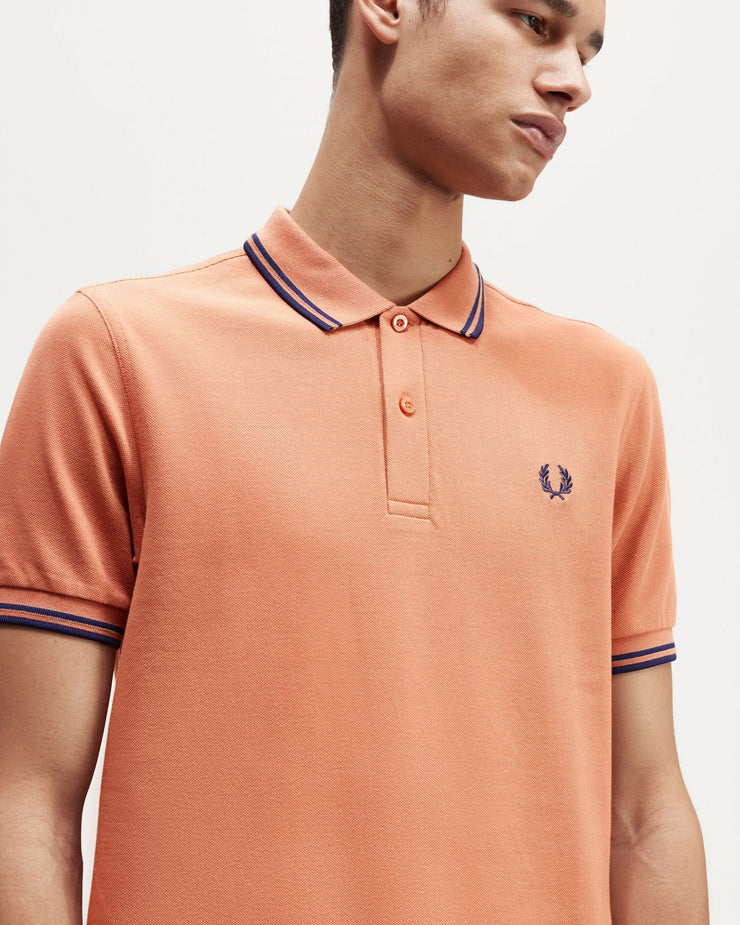 Fred Perry Twin Tipped Polo Shirt - Light Rust / French Navy