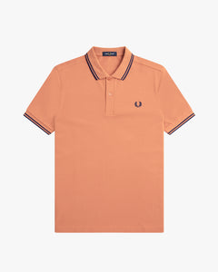 Fred Perry Twin Tipped Polo Shirt - Black / Cyber Blue / Light Rust