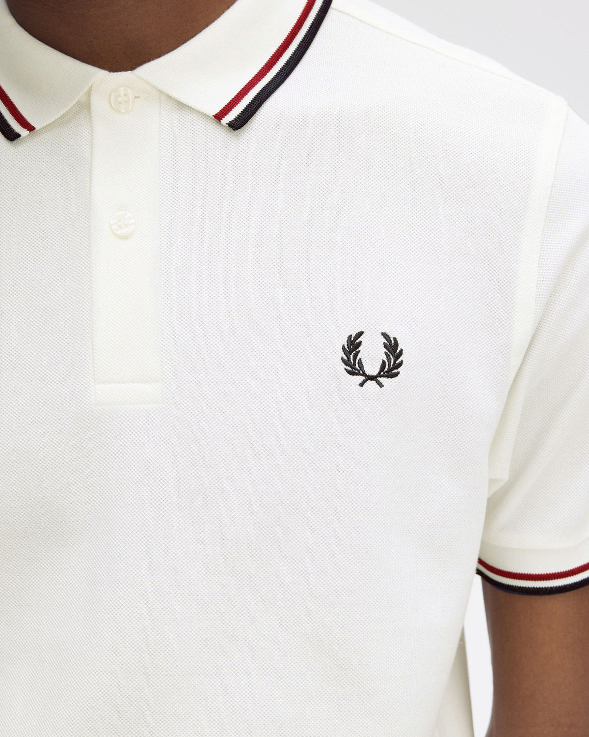 Fred Perry Twin Tipped Polo Shirt - Snow White / Burnt Red / Navy | Fred Perry Polo Shirts | JEANSTORE