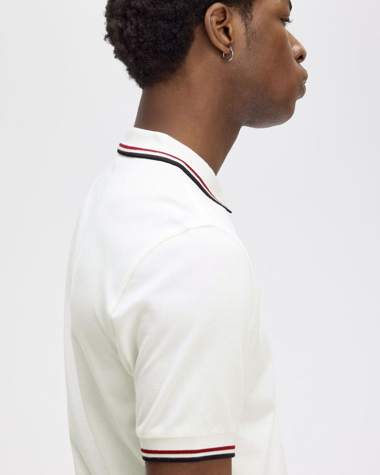 Fred Perry Twin Tipped Polo Shirt - Snow White / Burnt Red / Navy | Fred Perry Polo Shirts | JEANSTORE
