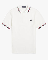 Fred Perry Twin Tipped Polo Shirt - Snow White / Burnt Red / Navy | Fred Perry Polo Shirts | JEANSTORE
