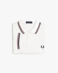 Fred Perry Twin Tipped Polo Shirt - Snow White / Burnt Red / Navy | Fred Perry Polo Shirts | JEANSTORE