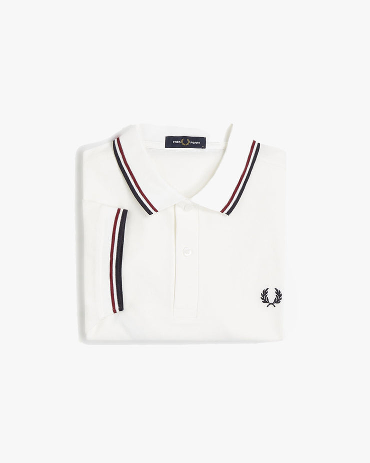 Fred Perry Twin Tipped Polo Shirt - Snow White / Burnt Red / Navy | Fred Perry Polo Shirts | JEANSTORE