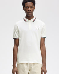 Fred Perry Twin Tipped Polo Shirt - Snow White / Burnt Red / Navy | Fred Perry Polo Shirts | JEANSTORE