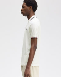 Fred Perry Twin Tipped Polo Shirt - Snow White / Burnt Red / Navy | Fred Perry Polo Shirts | JEANSTORE
