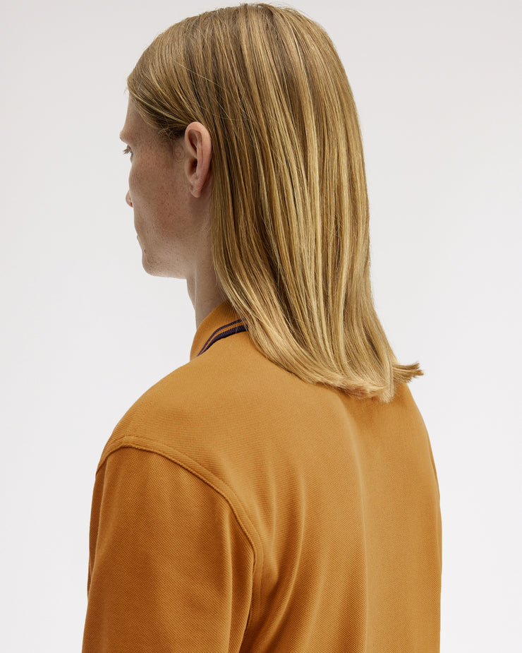Fred Perry Twin Tipped Polo Shirt - Dark Caramel / Navy