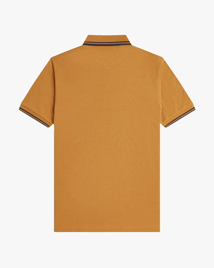 Fred Perry Twin Tipped Polo Shirt - Dark Caramel / Navy