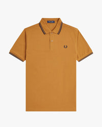 Fred Perry Twin Tipped Polo Shirt - Dark Caramel / Navy