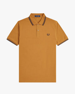 Fred Perry Twin Tipped Polo Shirt - Dark Caramel / Navy