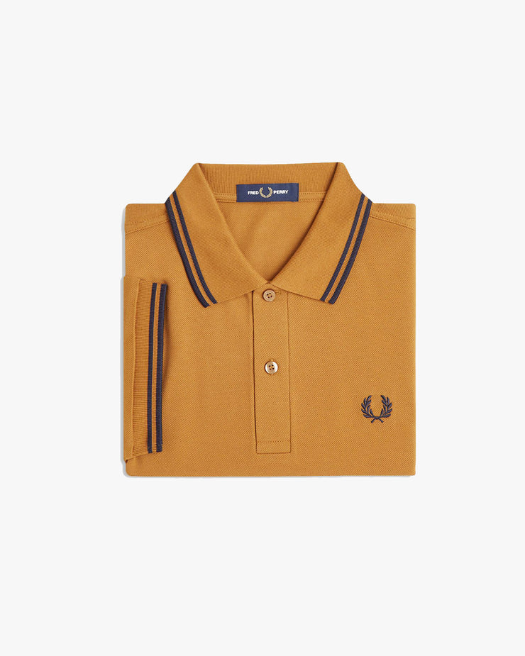 Fred Perry Twin Tipped Polo Shirt - Dark Caramel / Navy